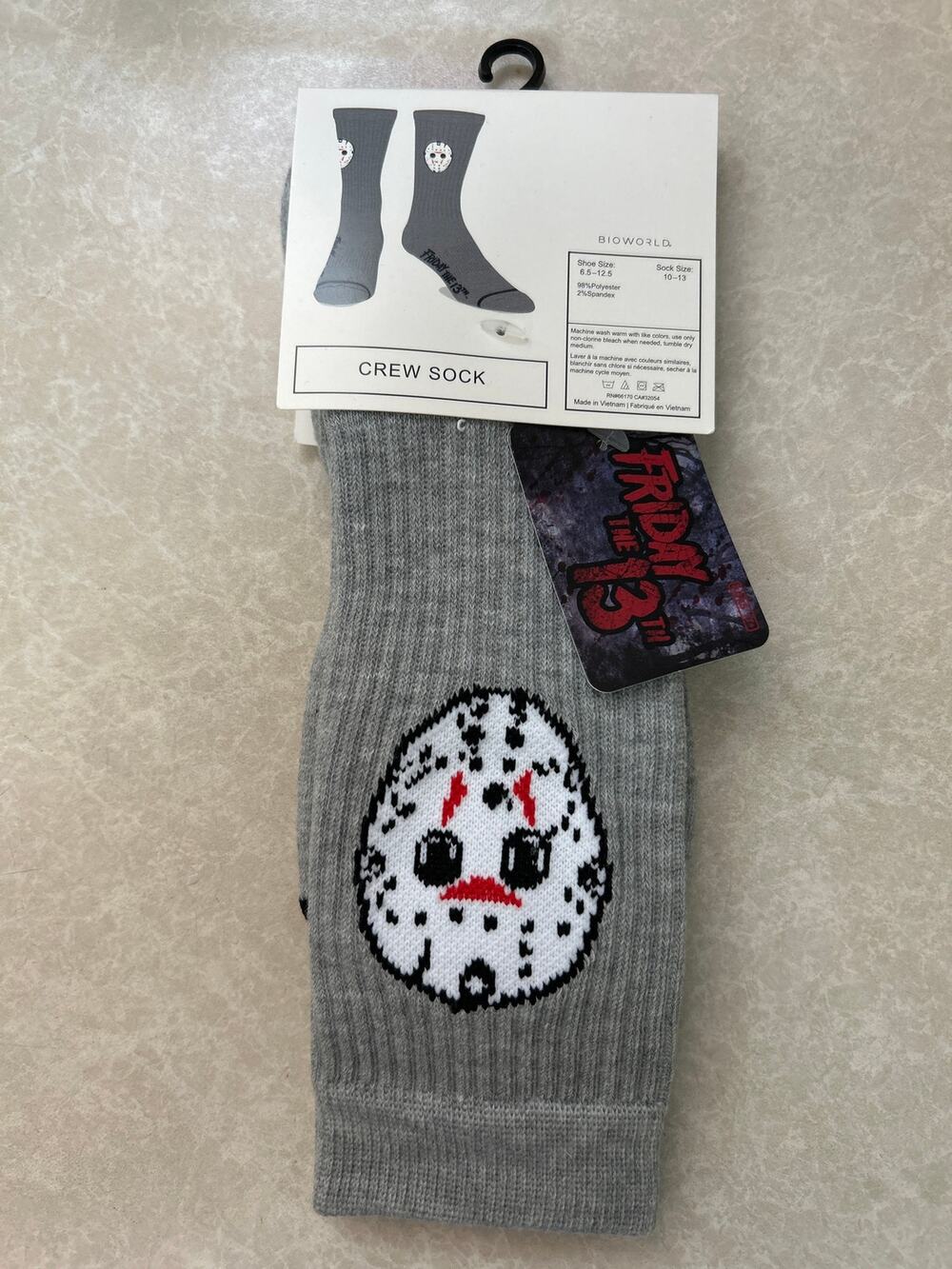 New Mens Friday the 13th Athletic Crew Socks Black Size 10-13 Shoe Size 6.5-12.5